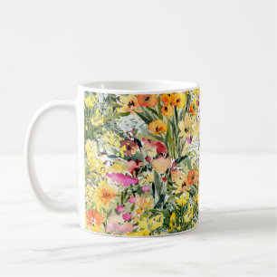 Små blommor, Fält: Ljus vattenfärg. Kaffemugg