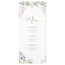 små blommor och grönska Meny
