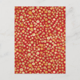 Små blommor på Red Background Chiyogami Vykort