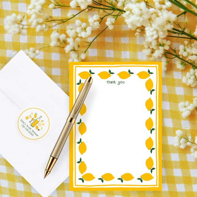 Små citroner Anpassad Bröllopsdusch Tack Kort (Little Lemons CUSTOM Bridal Shower Thank You NOte Card
)