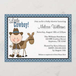 Små Cowboy Prickiga Baby Shower Inbjudningar