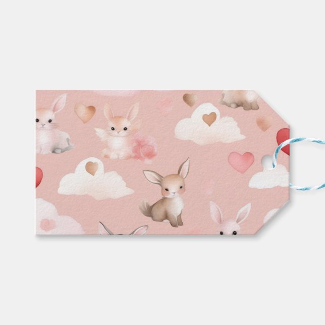 Små Cupid-djur presentkort – Vattenfärg Pastell Presentetikett (Framsidan (Horisontell))