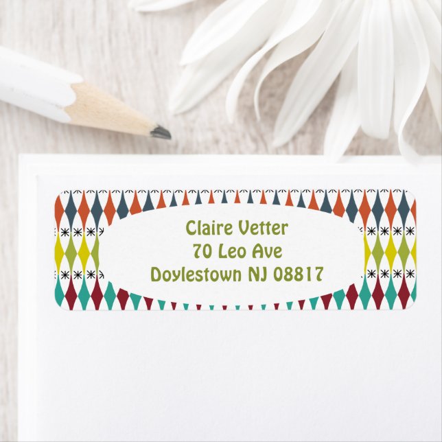 Små diamanter och stjärnor returadress etikett (Insitu)