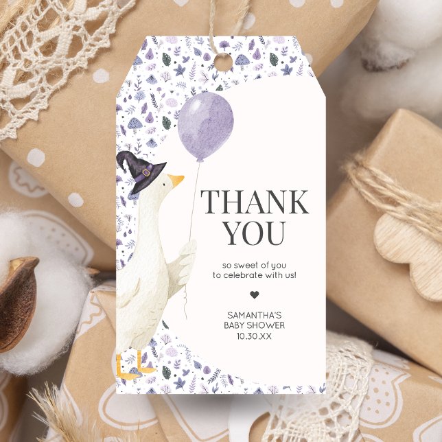 Små dumma gås baby shower presentkort presentetikett (Silly Little Goose Halloween Baby Shower Favor Tags)