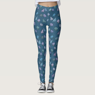 Små elefanter på blå virvlande leggings