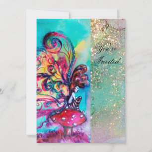 SMÅ ELF AV MUSHROOMER,rosa gult blå gnistra Inbjudningar