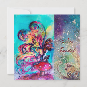 SMÅ ELF AV MUSHROOMER,rosa gult blå gnistra Inbjudningar