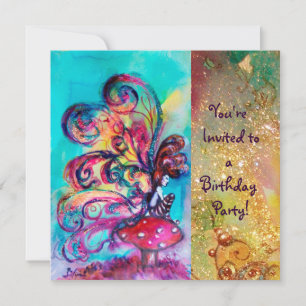 SMÅ ELF AV MUSHROOMER,rosa gult blå gnistra Inbjudningar