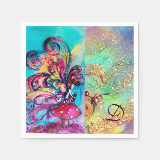 SMÅ ELF AV MUSHROOMS MONOGRAM PAPPERSSERVETT (Framsidan)