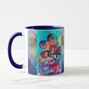 Små Elf av svampar Fantasy Rosa Monogram Mugg
