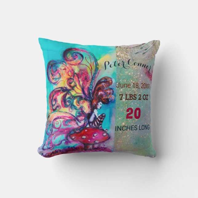 SMÅ ELF-STADGA FÖR MUSHROOMS BABY SHOWER Boy Baby Kudde (Framsida)