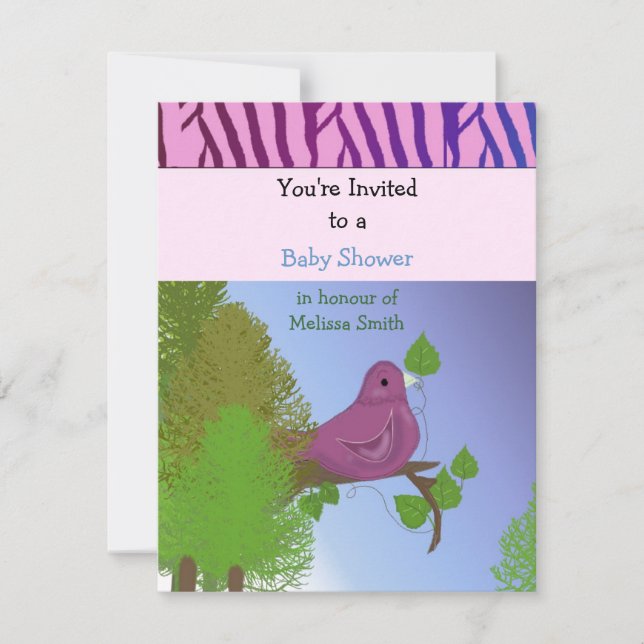 Små fågelbaby shower-inbjudan inbjudningar (Framsida)