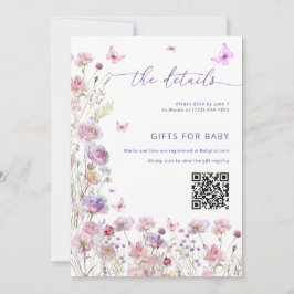 Små Fjäril Baby Shower Detaljeringskort Inbjudningar