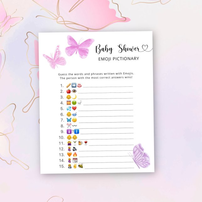 Små fjärilar - baby shower emoji pictionary (Skapare uppladdad)