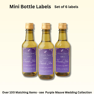 Små Flaska-etiketter, Lila Mauve Flowers Vin Vinetikett
