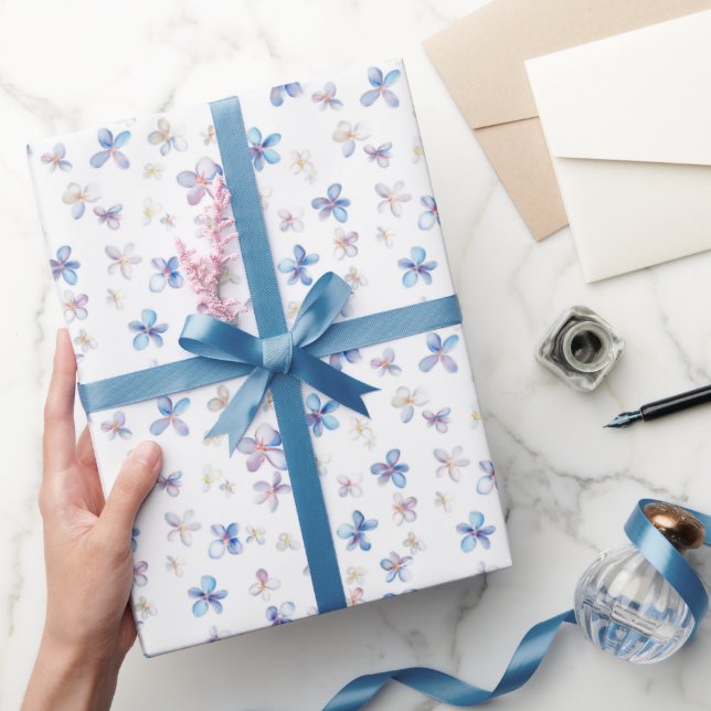 Små flerfärgade blommor på vit bakgrund presentpapper (Gifting)