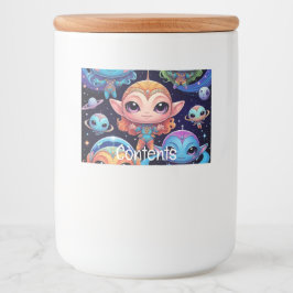 Små flerfärgade Utomjordingar i rymden Mat Etiketter