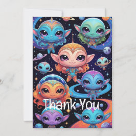 Små flerfärgade Utomjordingar i rymden Tack Kort