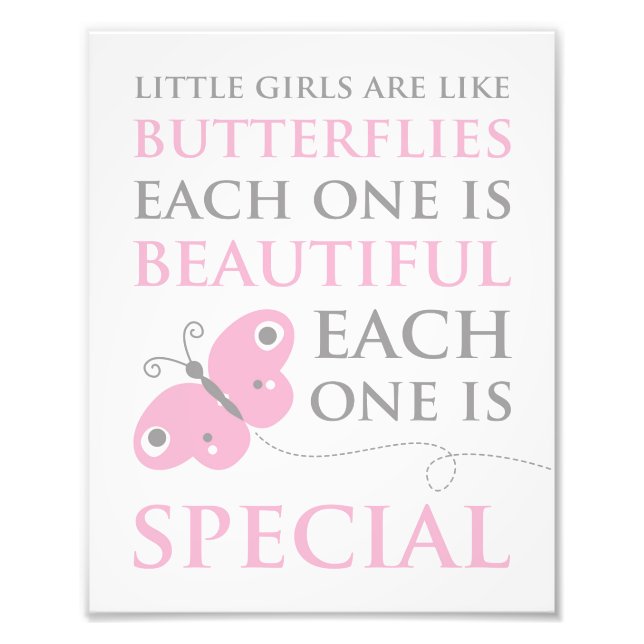 Små flickor liknar Butterflies Rosa Photo Print Fototryck (Framsidan)