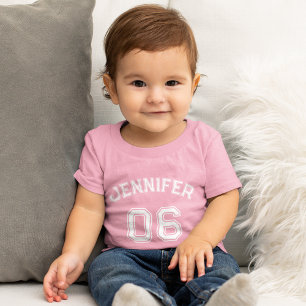 Små flickor Namn Jersey-nummer Sports Soft Cotton T Shirt