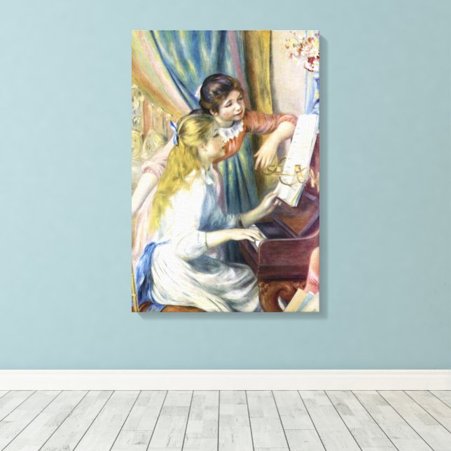 Små flickor vid pianot av Pierre Renoir Canvastryck (Insitu (trägolv))