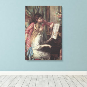 Små flickor vid pianot av Pierre Renoir Canvastryck