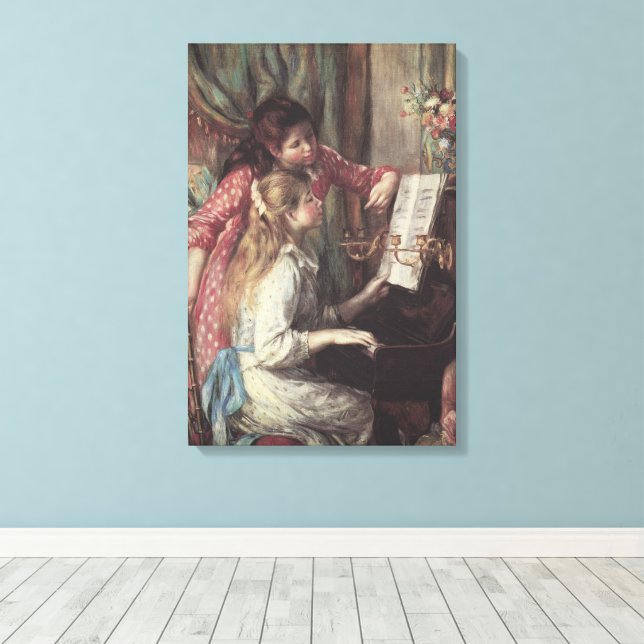 Små flickor vid pianot av Pierre Renoir Canvastryck (Insitu (trägolv))