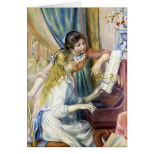 Små flickor vid pianot av Pierre Renoir Hälsningskort