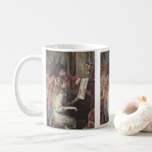 Små flickor vid pianot av Pierre Renoir Kaffemugg