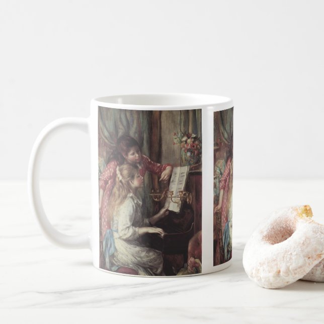 Små flickor vid pianot av Pierre Renoir Kaffemugg (Med munk)