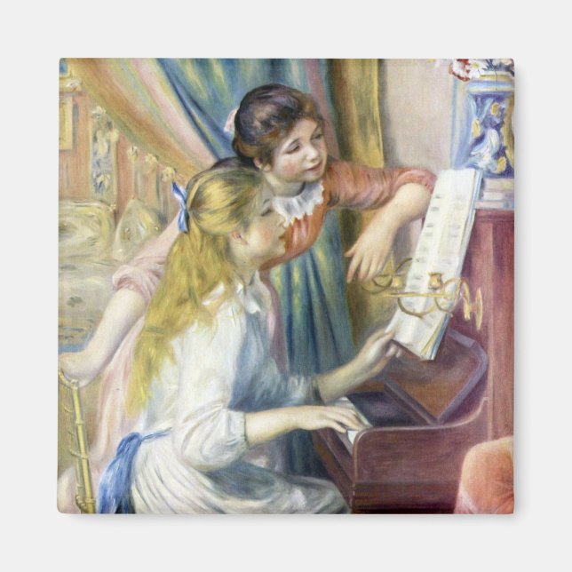 Små flickor vid pianot av Pierre Renoir Magnet (Framsidan)