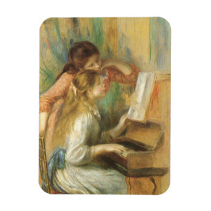 Små flickor vid pianot av Pierre Renoir Magnet