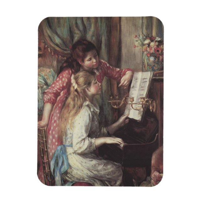Små flickor vid pianot av Pierre Renoir Magnet (Vertikal)