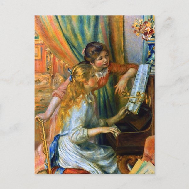 Små flickor vid pianot av Pierre Renoir Vykort (Framsida)