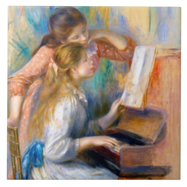Små flickor vid pianot, Renoir Kakelplatta (Framsidan)
