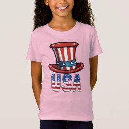 Små flickors patriotiska USA-stjärna fjäril rosa  T Shirt