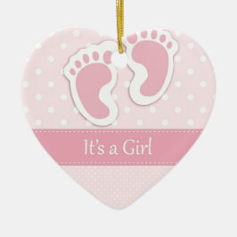 Små fötter från babyflicka är helt förtjusande julgransprydnad keramik