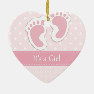 Små fötter från babyflicka är helt förtjusande julgransprydnad keramik