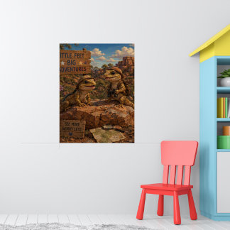 Små fötter stora äventyr söta ödleg exploratörer poster