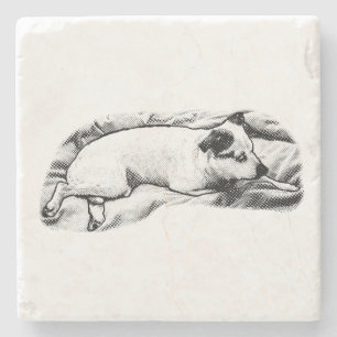 Små gallerier: "Bedtime Terrier Dots" Stenunderlägg