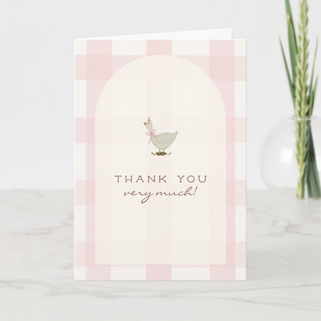 Små Gåsflicka Baby Shower Tacksamhetskort Tack Kort (Framsida)