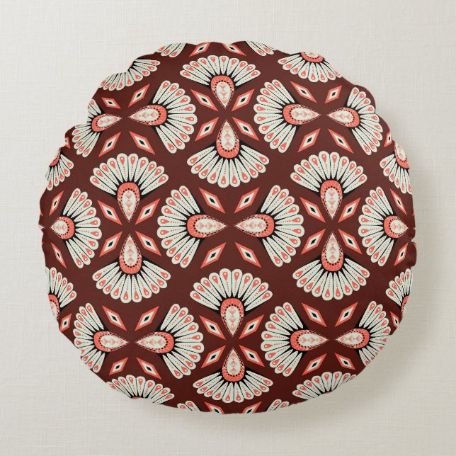Små geometriska motiv: Dekoration Textile Mönster Rund Kudde (Framsidan)