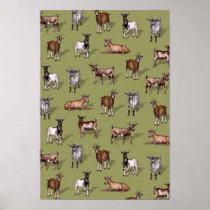 Små getter på Grönten - Goat Herd Mönster Poster