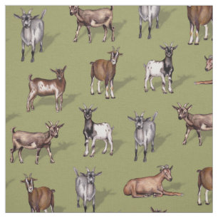 Små getter på Grönten - Goat Herd Mönster Tyg