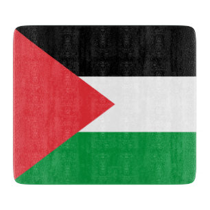 Små glasskärskivor med flagga av Palestina