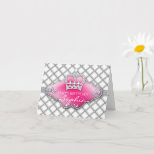 Små Glitter Krona-tuftade Diamond Birthday-kort Kort