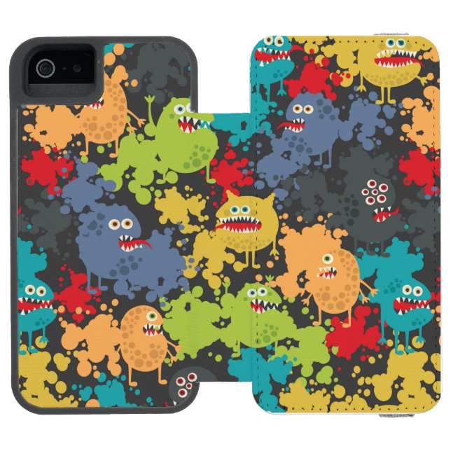 Små, gulliga monster incipio iPhone wallet skal (Folio Öppen)