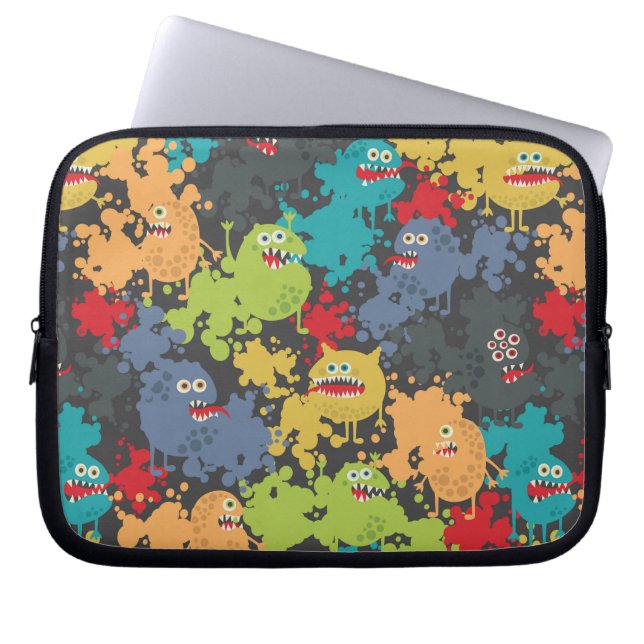 Små, gulliga monster laptop fodral (Framsidan)