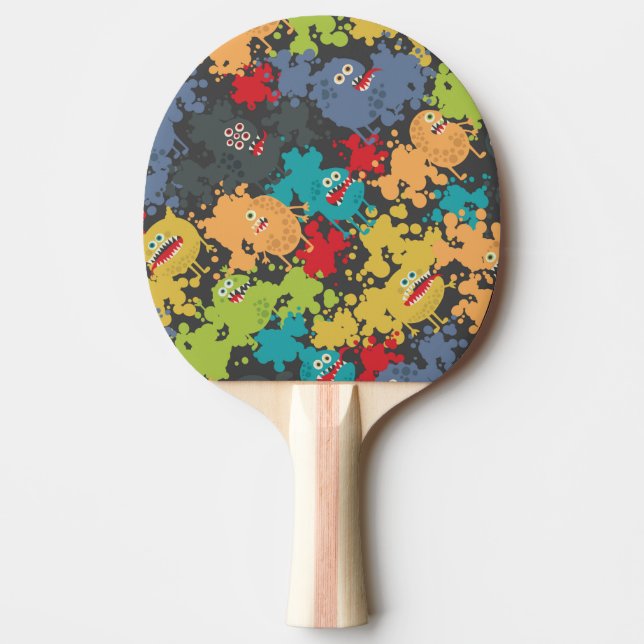 Små, gulliga monster pingisracket (Framsidan)