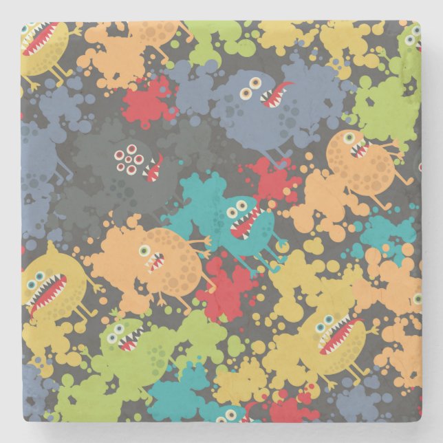 Små, gulliga monster stenunderlägg (Framsidan)